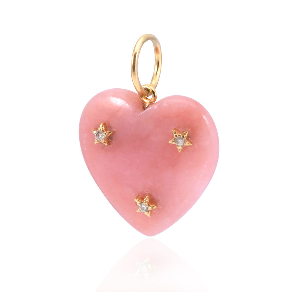 14k Yellow Gold Pink Opal Heart Pendant