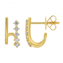 14k Yellow Gold Diamond Cage Lobe Stud Earrings