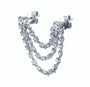 14k White Gold Triple Diamond String Double Connected Earrings