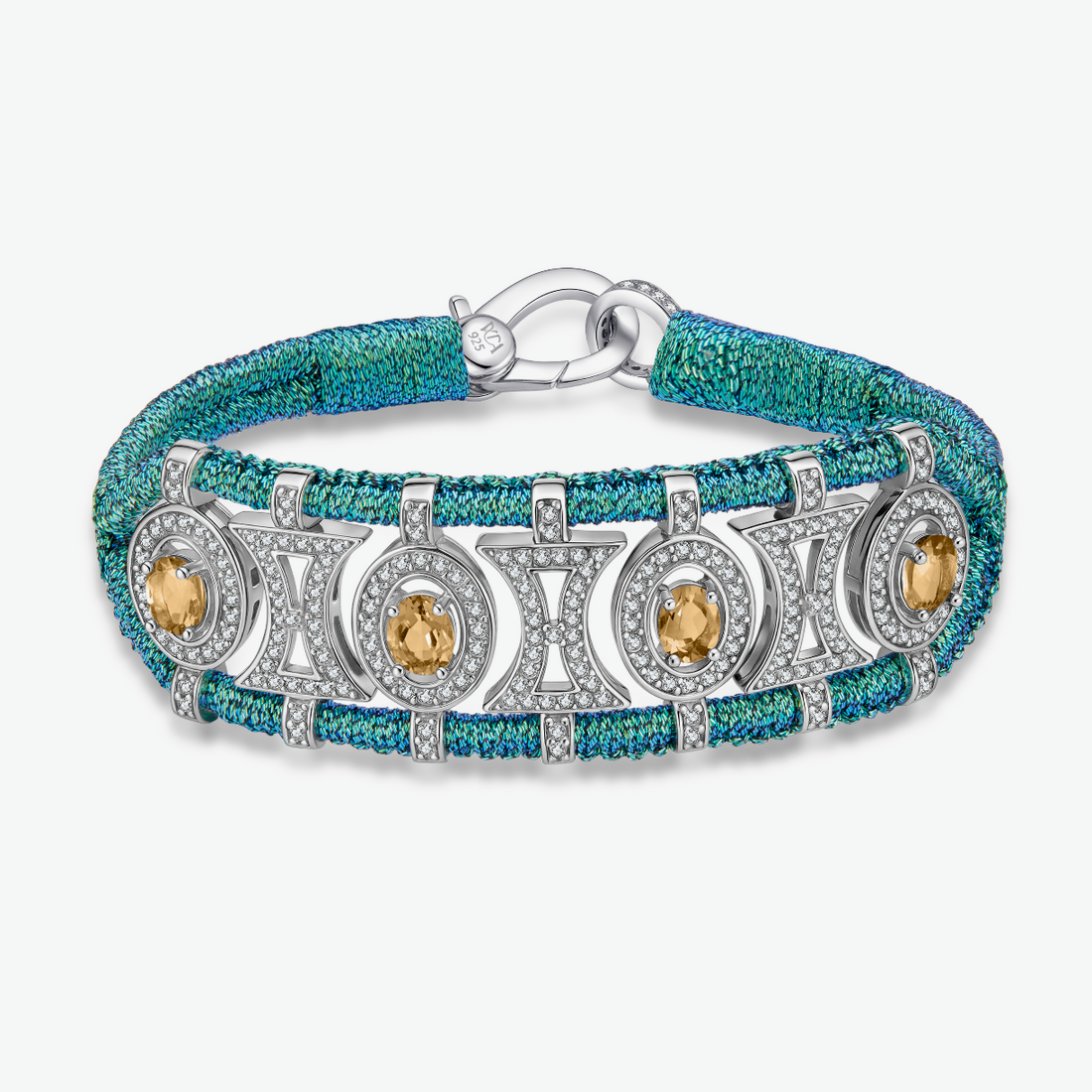 Turquoise Citrine and Moissanite String Bracelet