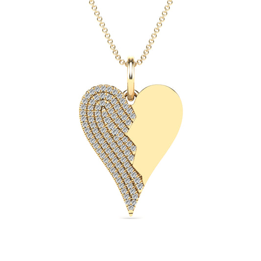 14k Pave Diamond Heart Charm