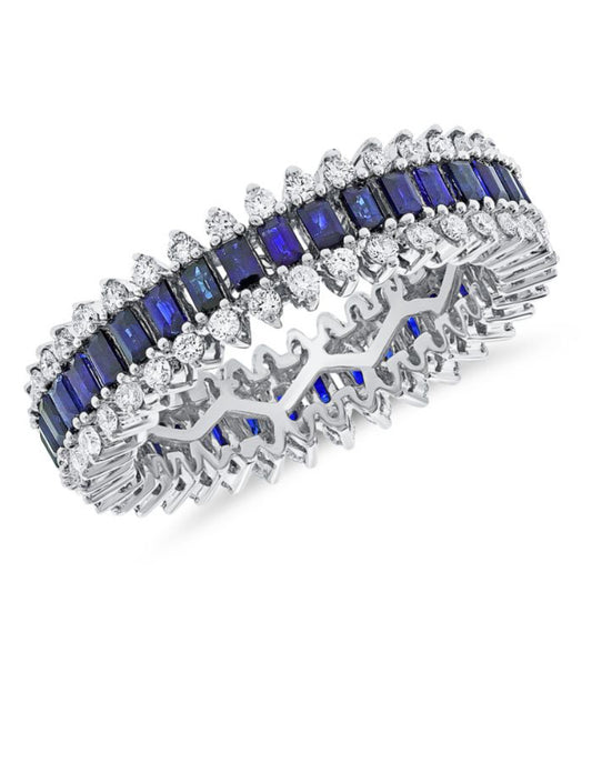 2.09CT SAPPHIRE AND DIAMOND CIGAR BAND