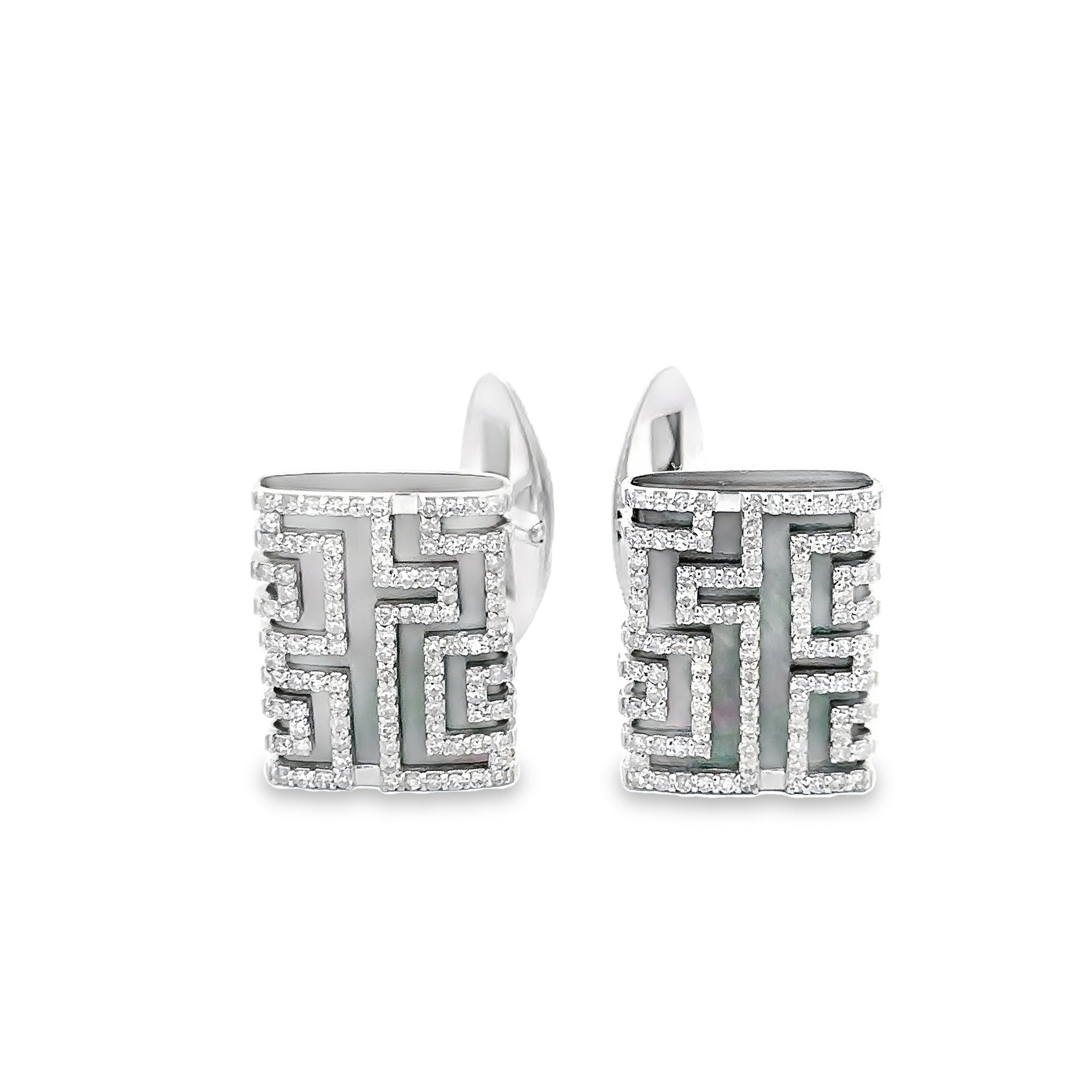 14k White Gold and Diamond Cufflinks