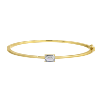 14k Yellow Gold Emerald Cut Lab Diamond Bangle