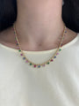 Colored Gemstones on Ball Chain Necklace