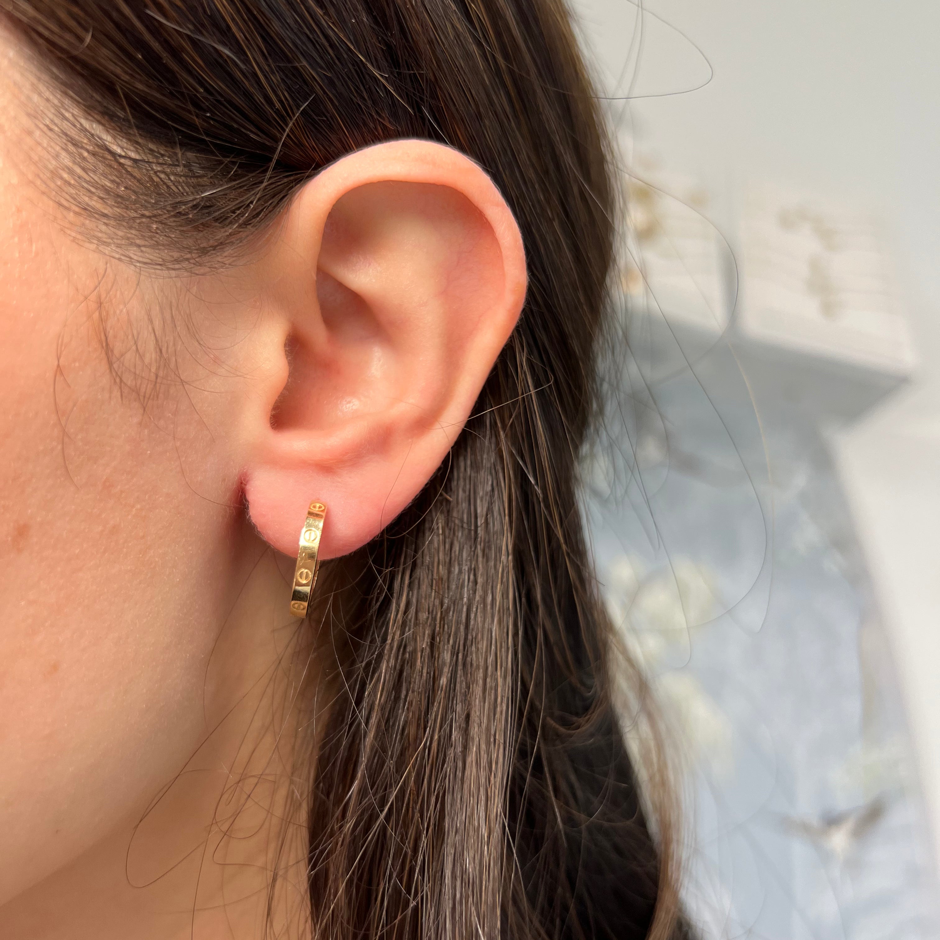 14k Yellow Gold Inspired Love Huggie