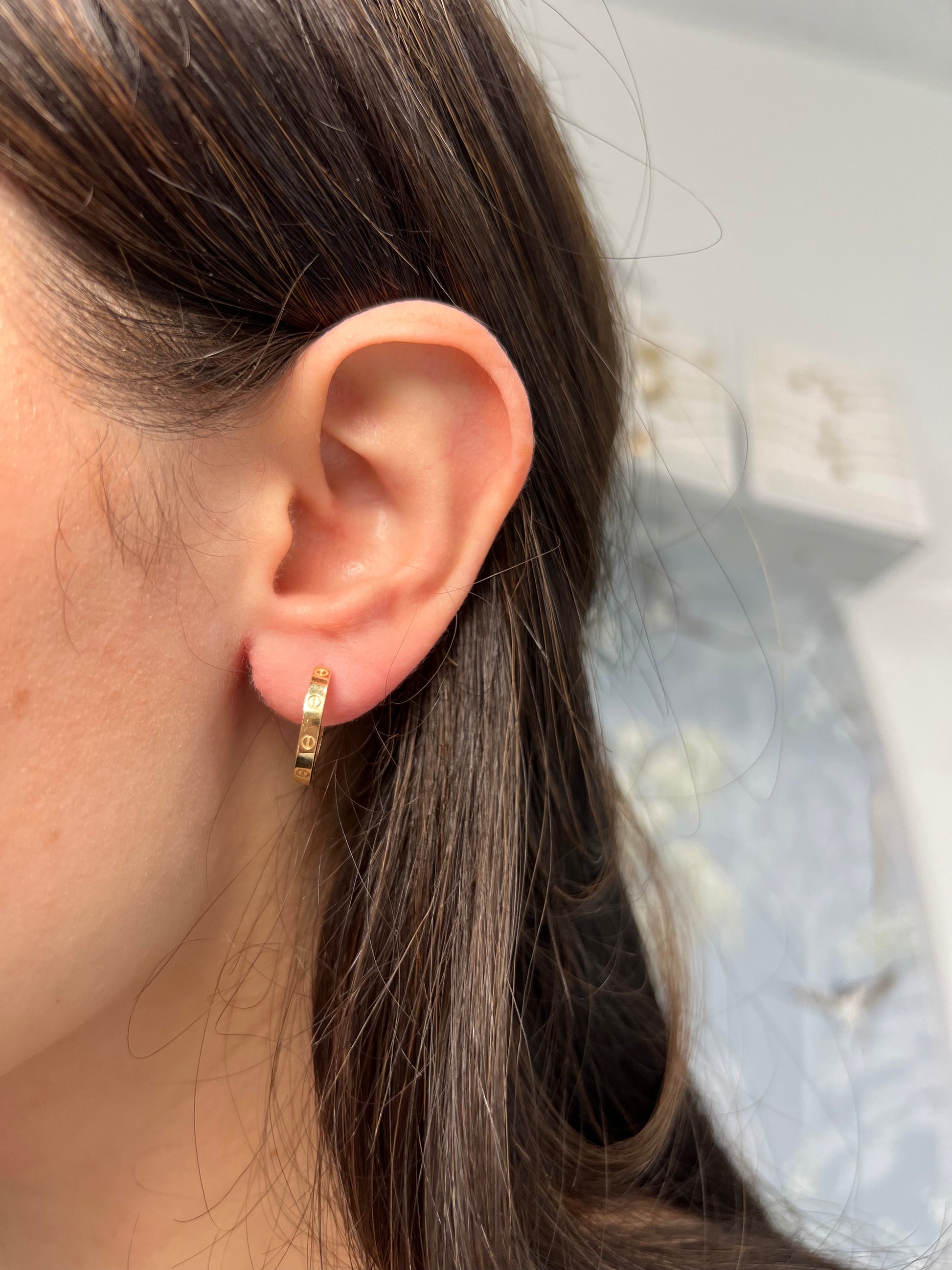 14k Yellow Gold Inspired Love Huggie