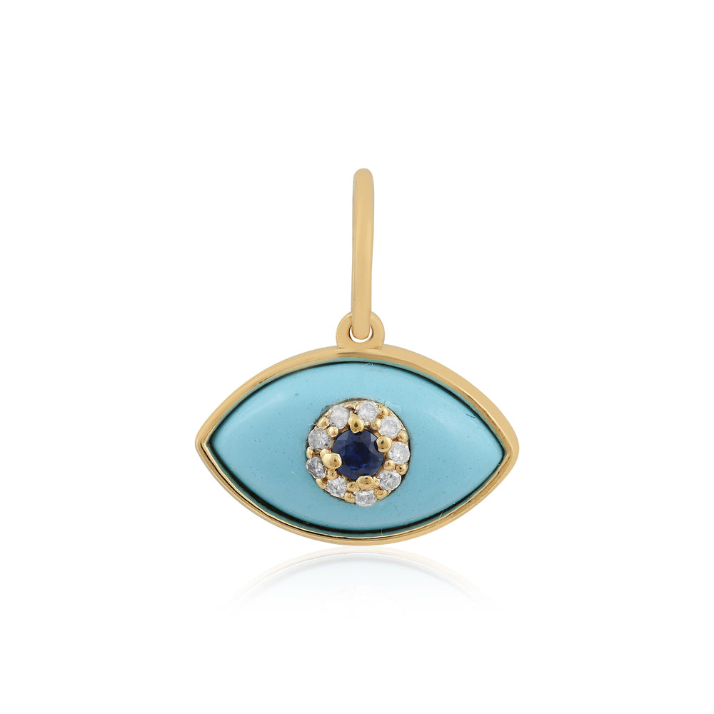 14k Turquoise Evil Eye Charm