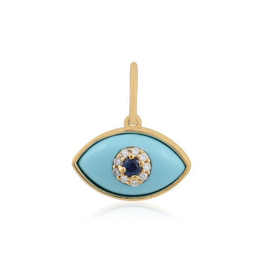 14k Turquoise Evil Eye Charm
