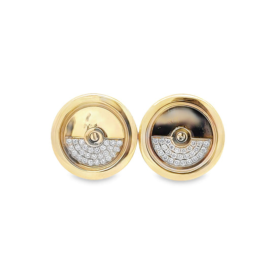 14k Yellow Gold and Diamond Rotating Cufflinks