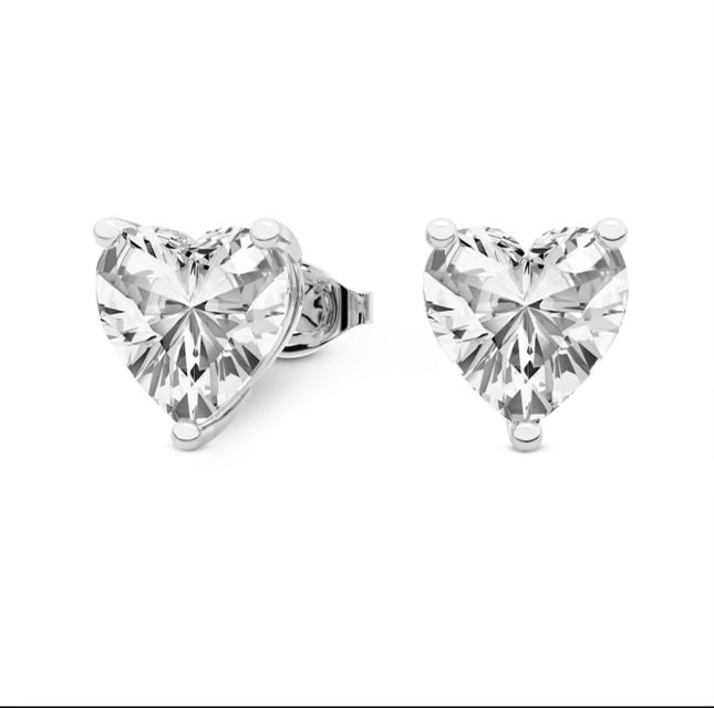 3ctw Lab Grown Heart Shaped Diamond Studs