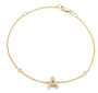 14ct Yellow Gold Initial Diamond Bracelet with 2 Diamonds on the Side