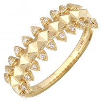 14k yellow gold spike ring with diamonds