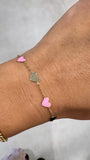 14k Yellow Gold and Pink Heart Bracelet