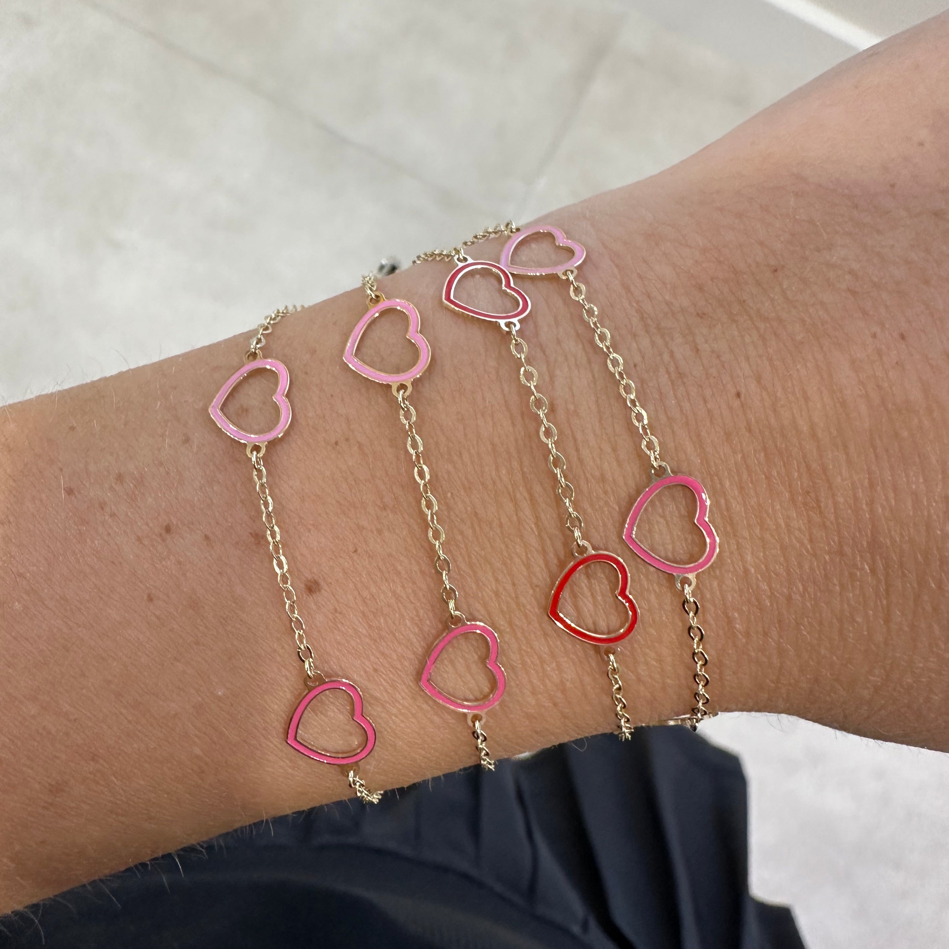 Open Enamel Heart Gold Kid's Bracelet