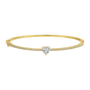 14k Yellow Gold Heart Shape Lab Diamond Bangle