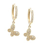 Yellow Gold Butterfly Single Pave Diamond Earrings