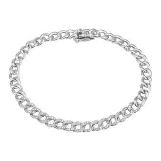 14k White Gold Diamond Cuban Link Bracelet