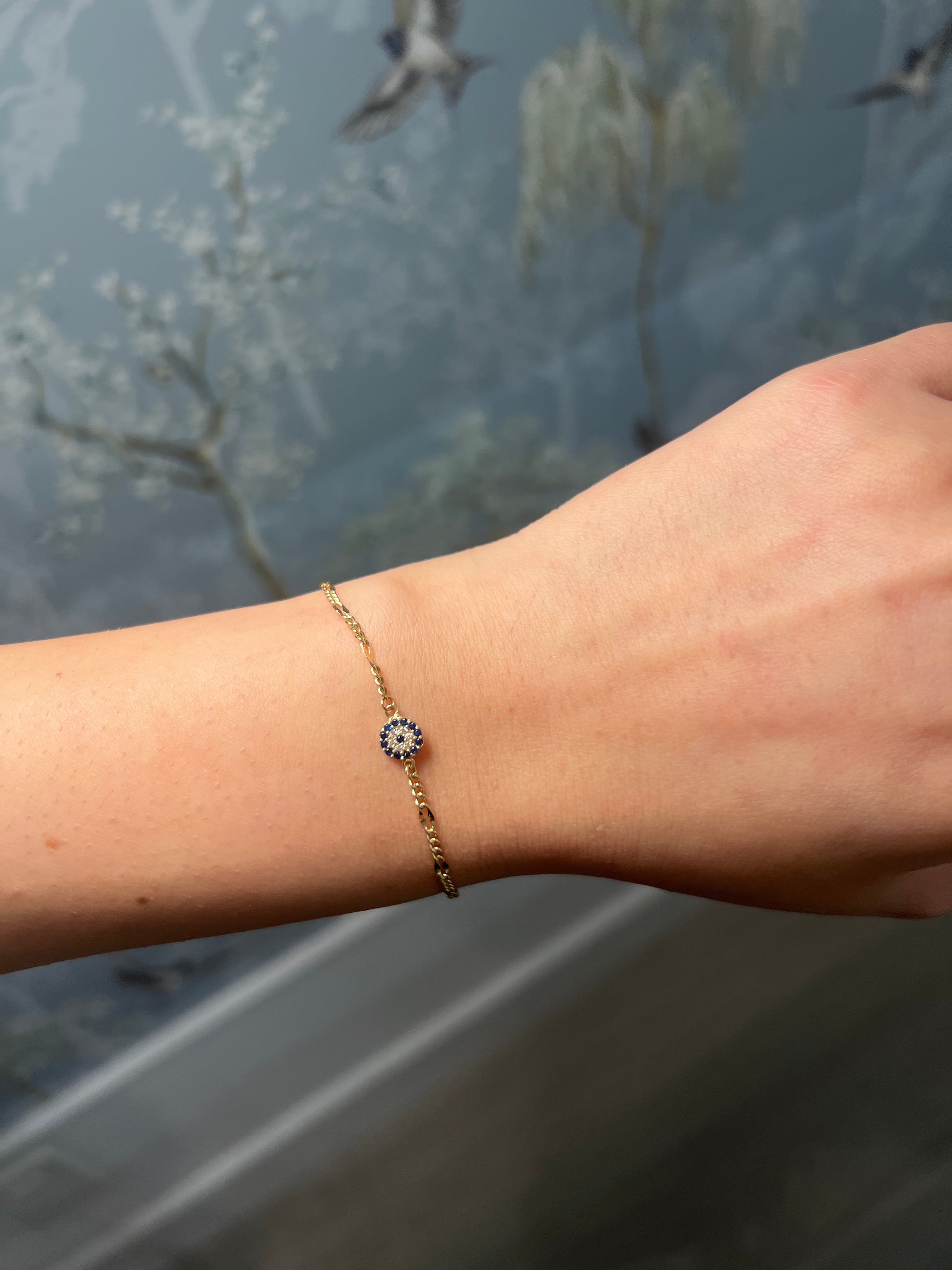 14k Yellow Gold Sapphire and Diamond Eye Bracelet