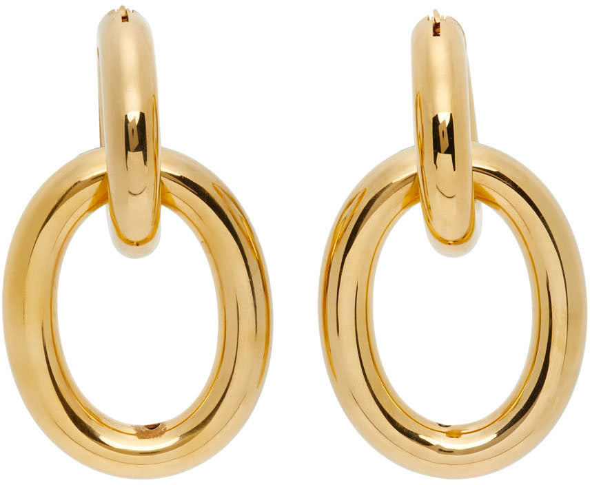 14k Yellow Gold Double Oval Hoop