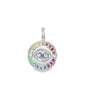 White gold round evil eye multi color stone charm