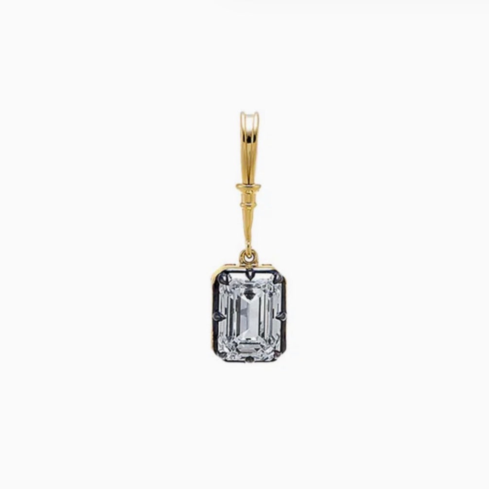 14k Yellow Gold Georgian Set Lab Grown Emerald Charm