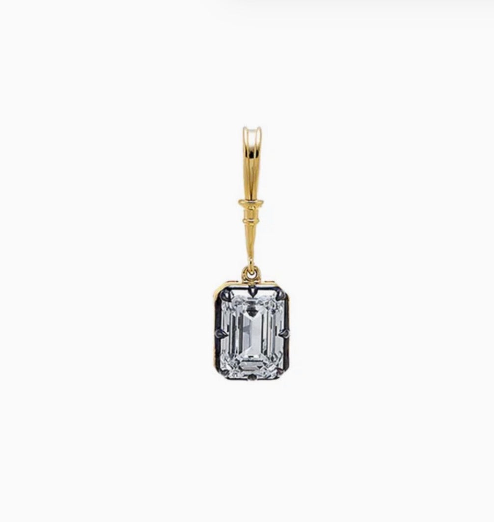 14k Yellow Gold Georgian Set Lab Grown Emerald Charm