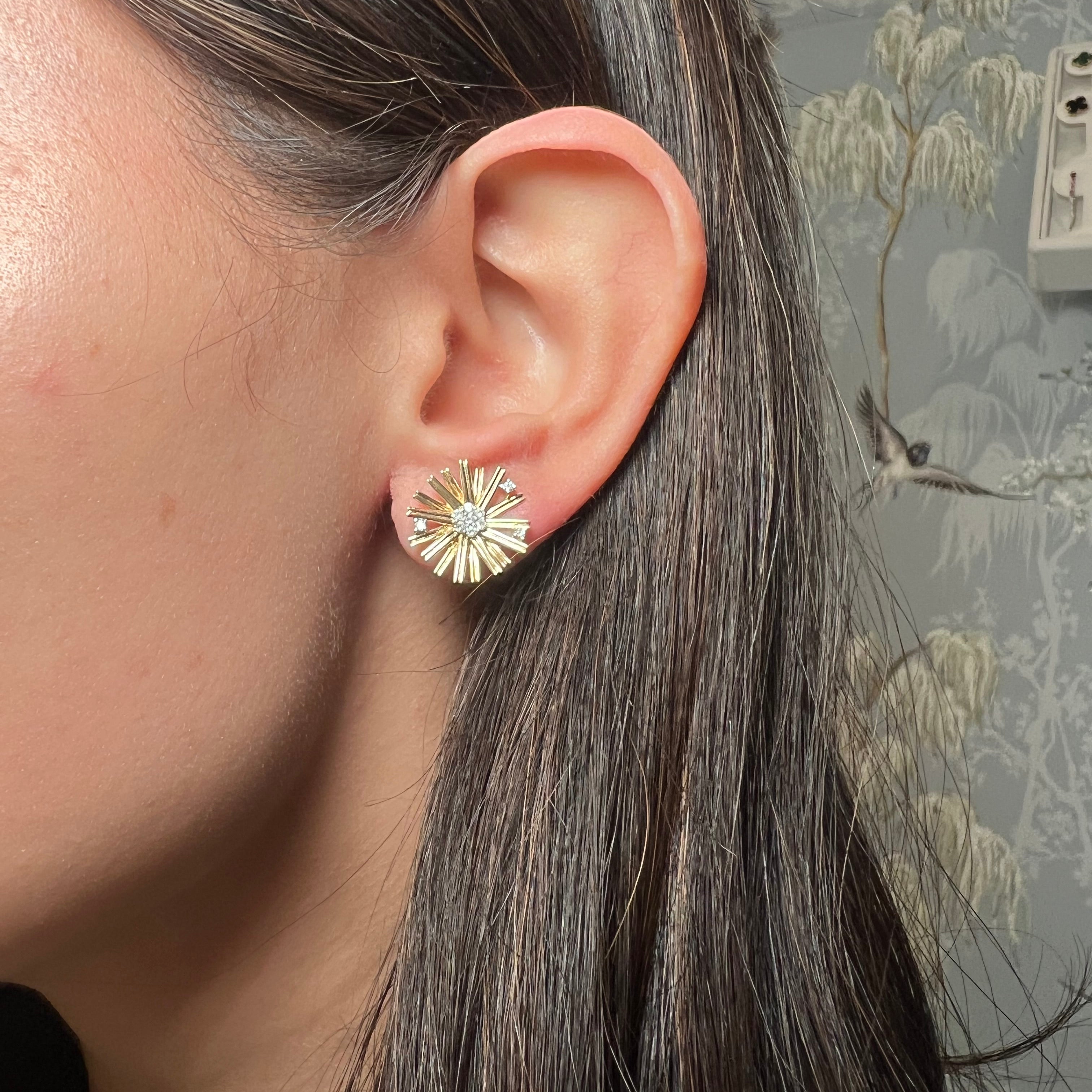 Yellow Gold Starburst Earrings