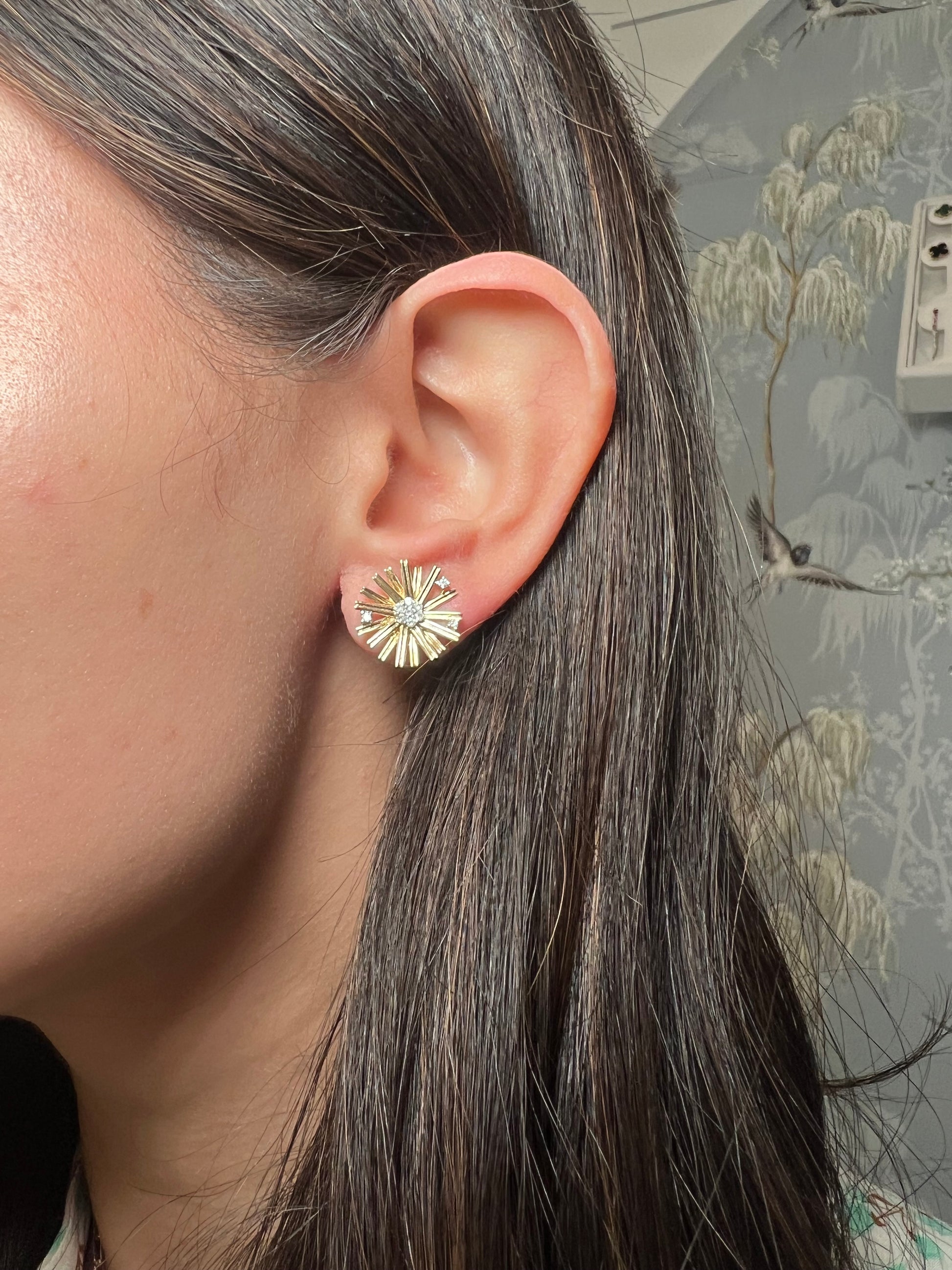 Yellow Gold Starburst Earrings