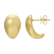 14k Yellow Gold Pear Shape Sand Finished Earring