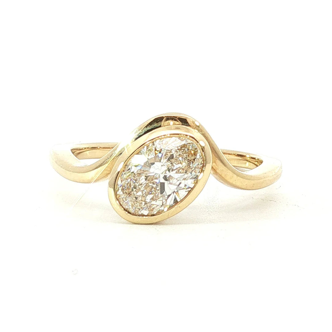 Lab Grown Oval Gold Wave Ring