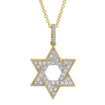 14k Yellow Gold Diamond Star Of David Necklace
