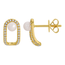 14k Yellow Gold Pearl Earrings