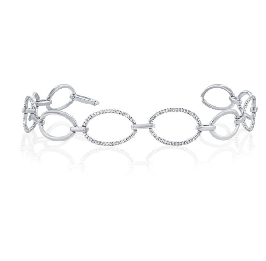 14K WHITE GOLD DIAMOND LINK BRACELET