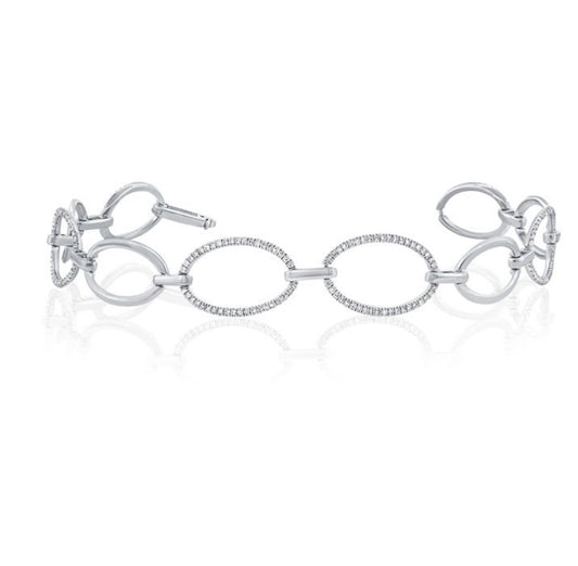 14K WHITE GOLD DIAMOND LINK BRACELET