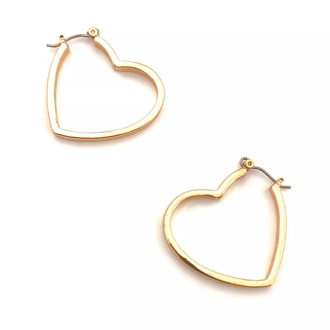 14k Yellow Gold Heart Hoops