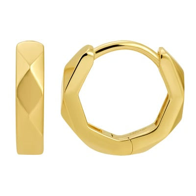 14K Yellow Gold Small Geometric Huggies