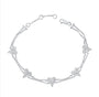 White Gold Double Strand Heart Station Bracelet