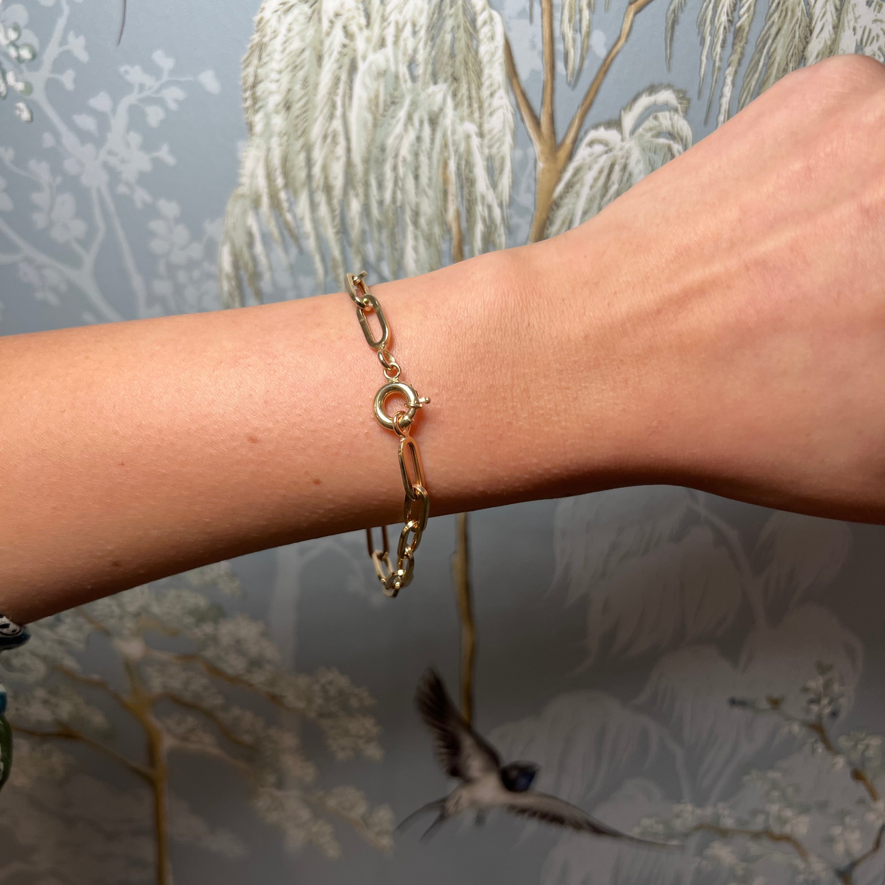 14k Yellow Gold Bracelet with Charm Loop