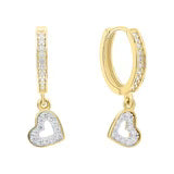 14k Diamond Huggie with Hanging Heart Charm