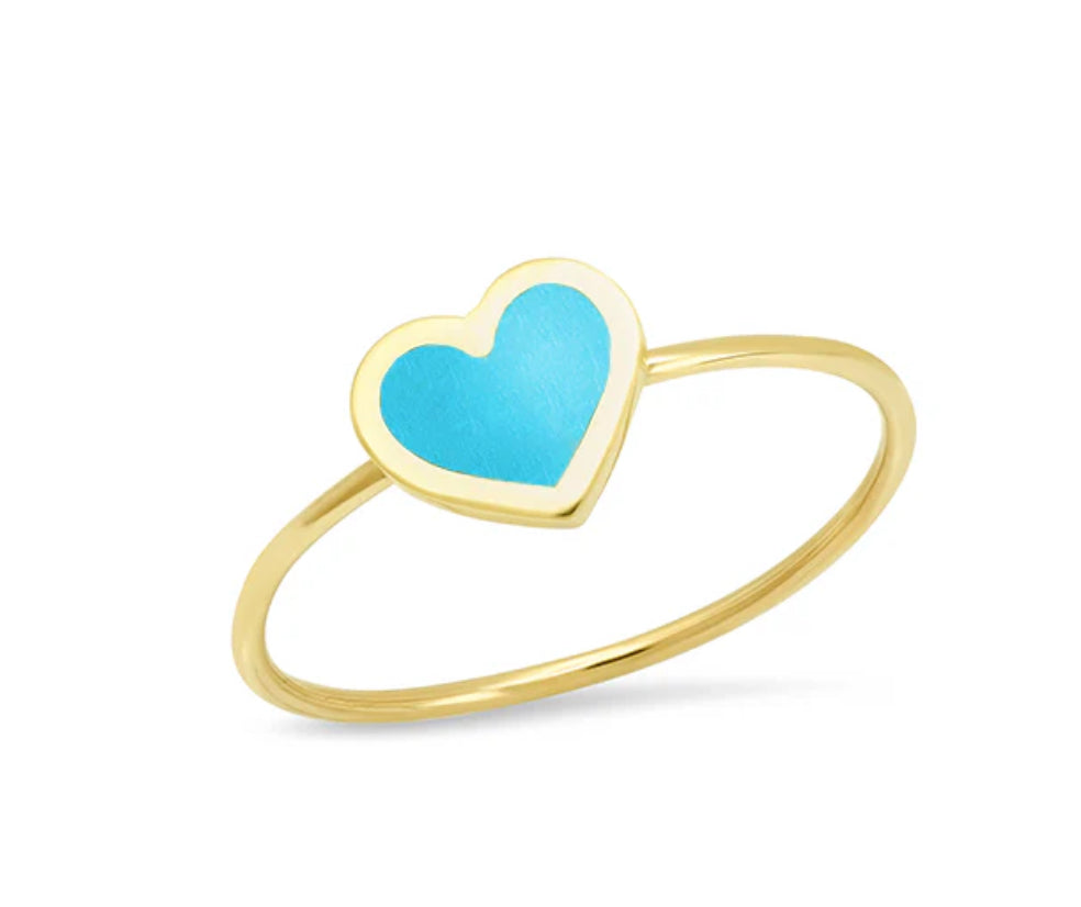 14k Turquoise Heart Ring
