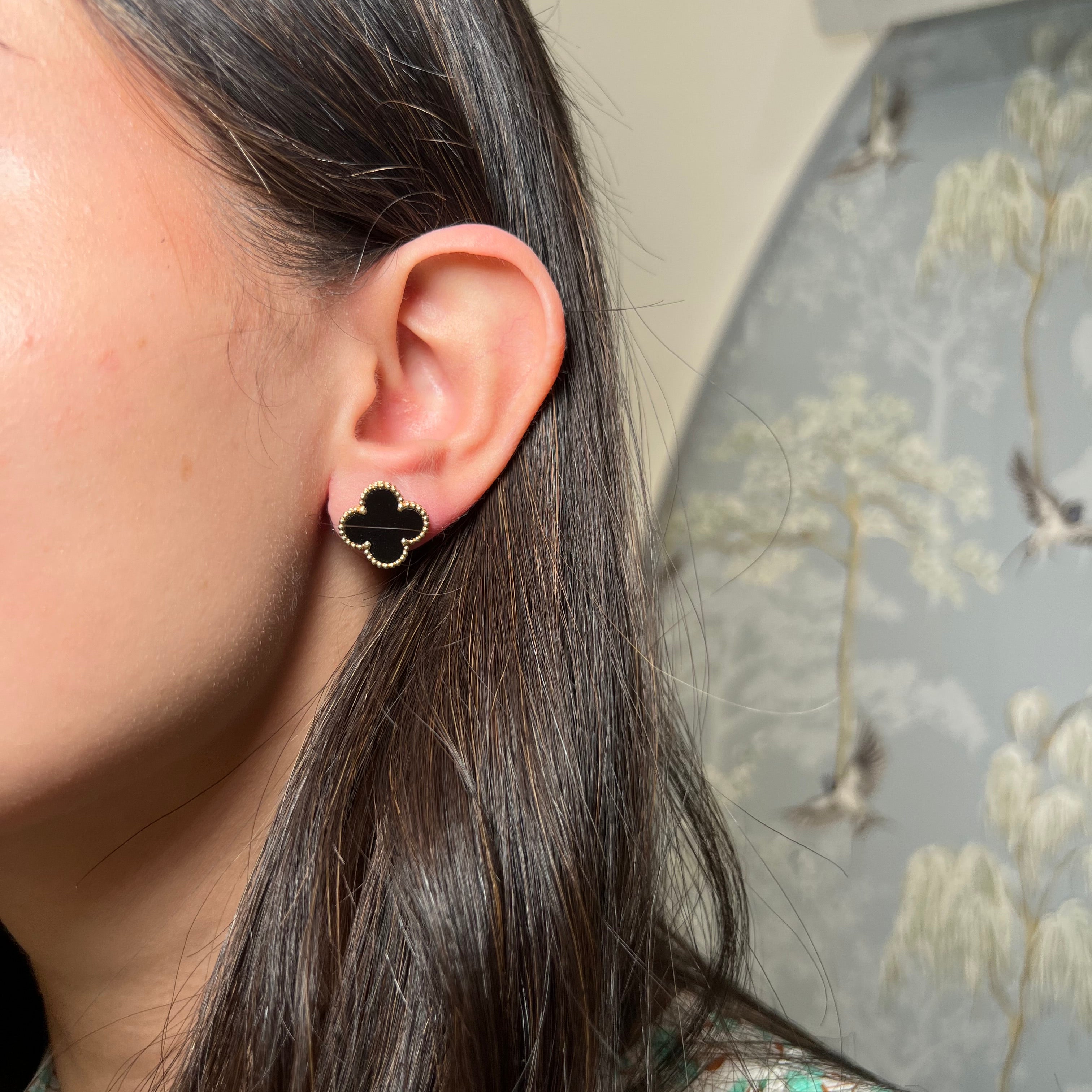 14k Yellow Gold Clover Stud Earring