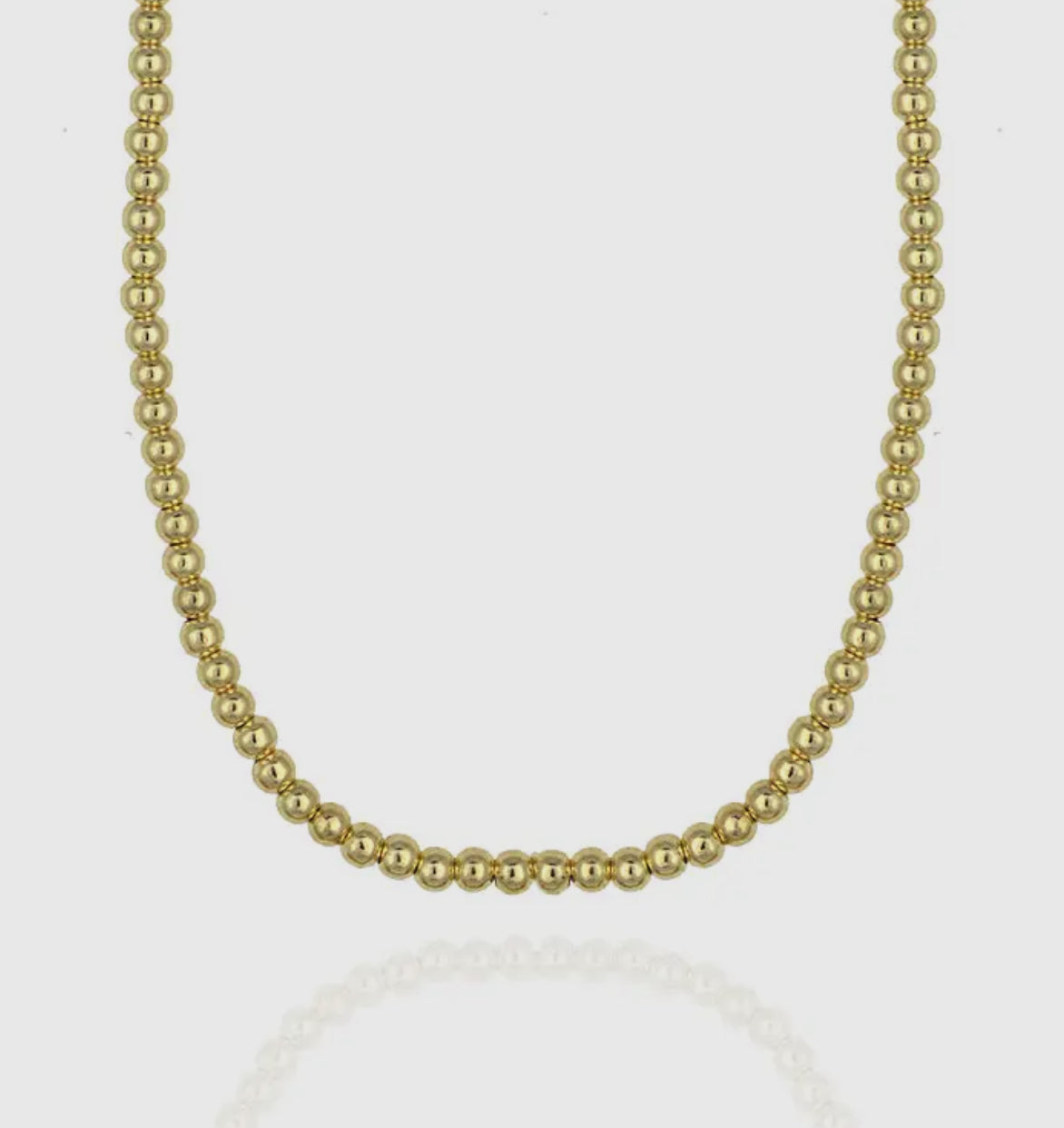 Plain beads 18k gold filled necklace