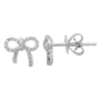 14k White Gold Bow Diamond Stud Earrings