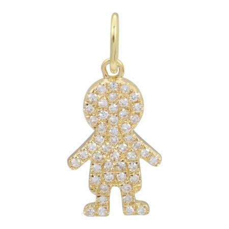 14k Yellow Gold Diamond Boy Charm