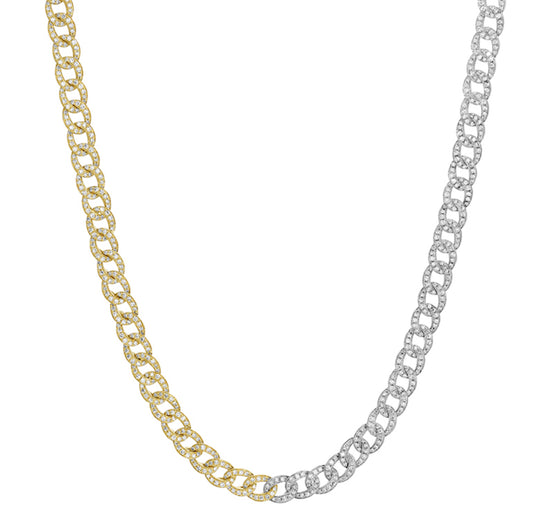 14k Two Tone Link Diamond Necklace
