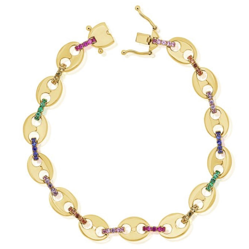 RAINBOW COLOR DIAMOND LINK BRACELET