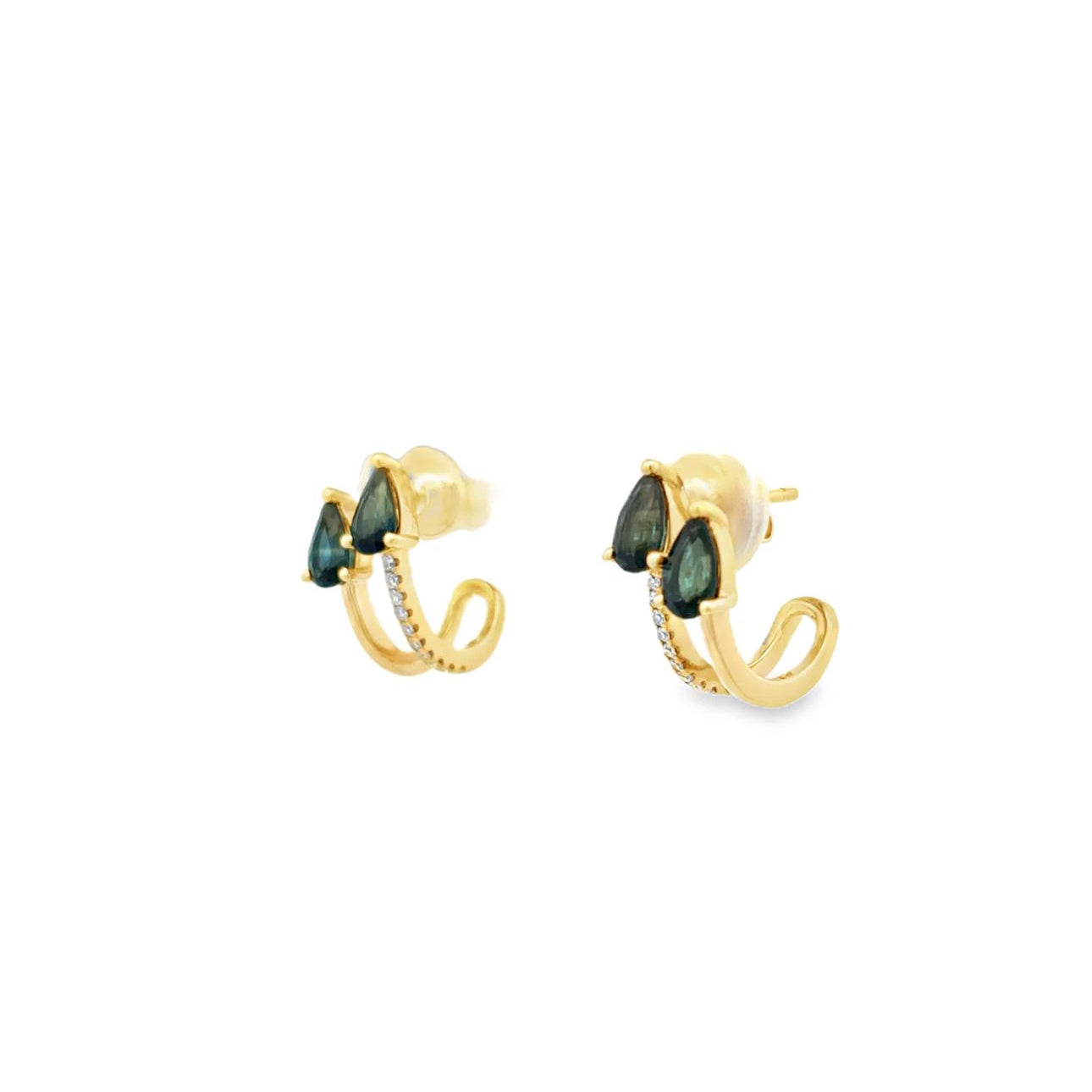 Sapphire and diamond cage earrrings