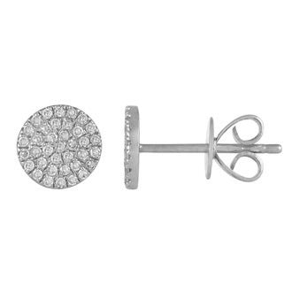 14k White Gold Circle Diamond Stud Earrings