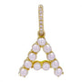 14k Yellow Gold Pearl Initial A Necklace Charm / Diamond Enhancer